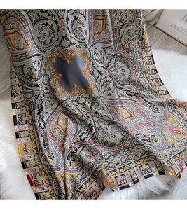 Boho Style Printed Satin Silk Scarf