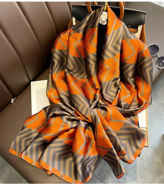 Designer Printed Satin Silk Scarf