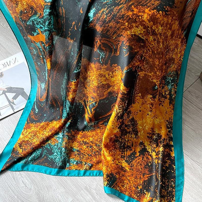 Designer Printed Satin Silk Scarf