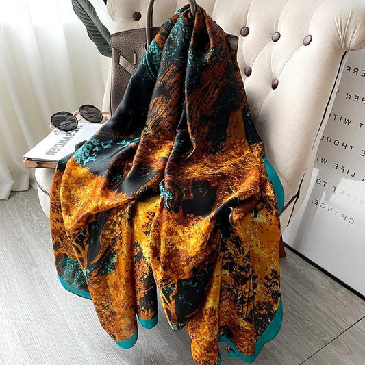 Designer Printed Satin Silk Scarf