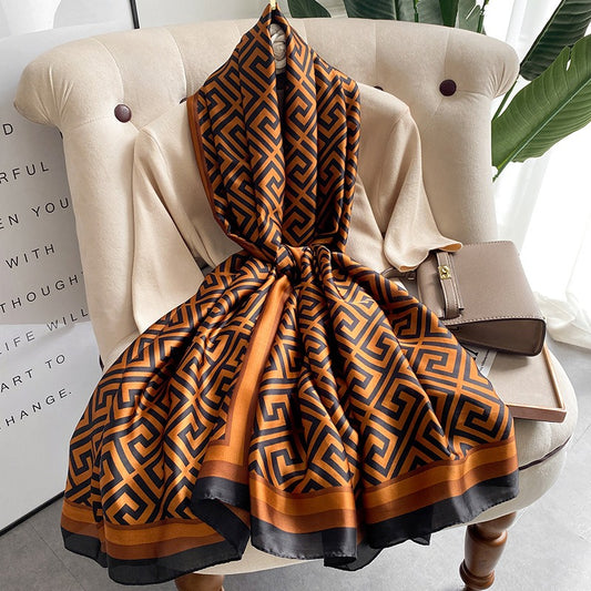Boho Maze Style Satin Silk Scarf