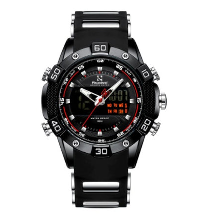 MEN'S SILICON BLACK DUAL DISPLAY QUARTZ WATCH