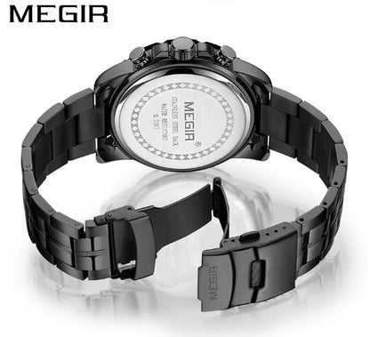 Men's Luxury Stainless Steel Black Quartz Watch