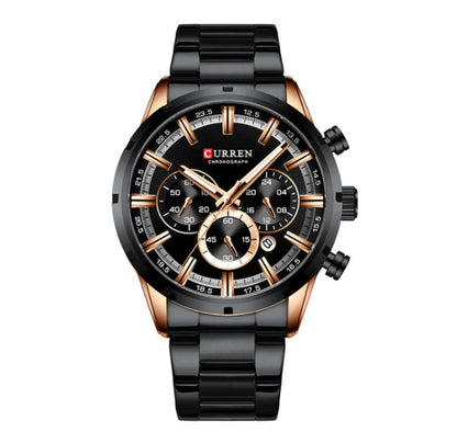 Men's Stainless Steel Black Quartz Watch