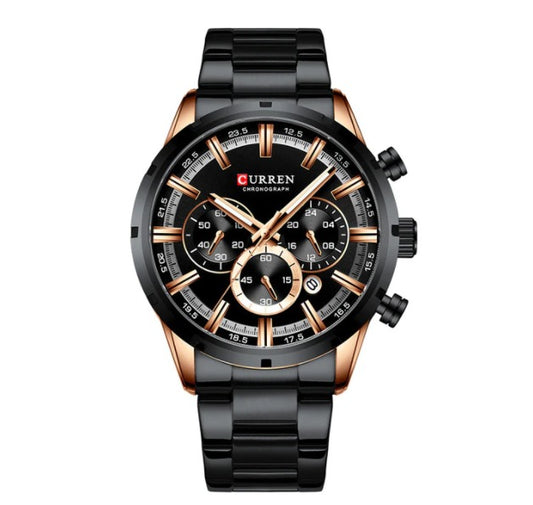 Men's Stainless Steel Black Quartz Watch