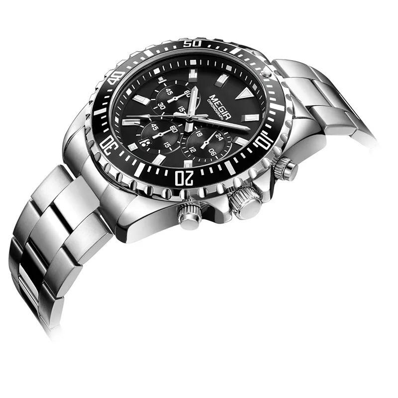 Men's Business Luxury Stainless Steel Black Quartz Chronograph Waterproof Wristwatch - Free Shipping