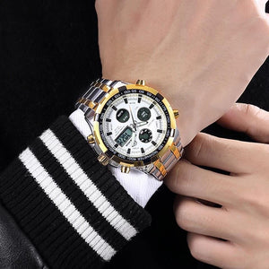 Men's Luxury SS White Round Quartz Waterproof Wristwatch - Free Shipping