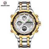 Men's Luxury SS White Round Quartz Waterproof Wristwatch - Free Shipping