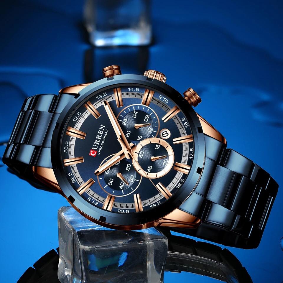 MEN’S STAINLESS STEEL BLUE QUARTZ WATCH