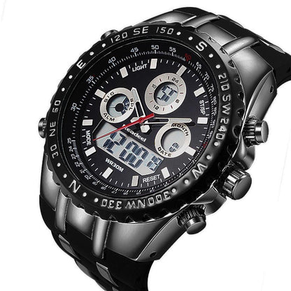 Men's Black Rubber Band Quartz Water Resistant Wristwatch