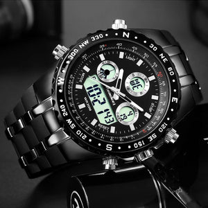 Men's Black Rubber Band Quartz Water Resistant Wristwatch