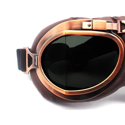 Vintage Brown Copper Foldable UV Protected Motorcycle Goggles - Free Shipping