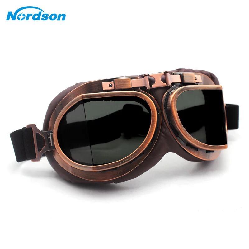 Vintage Brown Copper Foldable UV Protected Motorcycle Goggles - Free Shipping