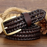 Men's Coffee Original Leather Braided Belt