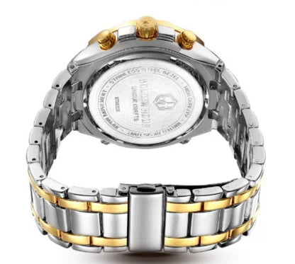MEN'S STAINLESS STEEL SILVER GOLDEN WHITE WATCH