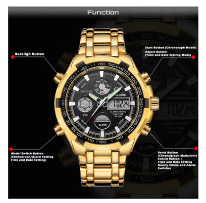 Men's Stainless Steel Golden Black Quartz Watch