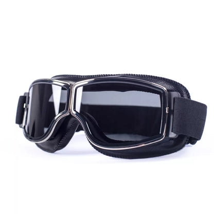 Motorcycle Retro Black Clear Lens Goggle