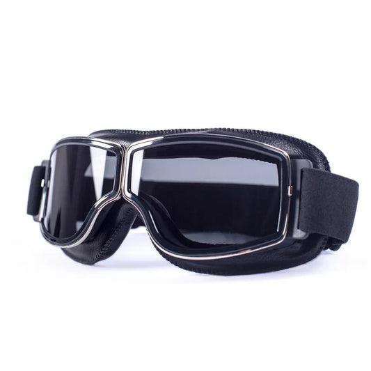 Motorcycle Retro Black Clear Lens Goggle