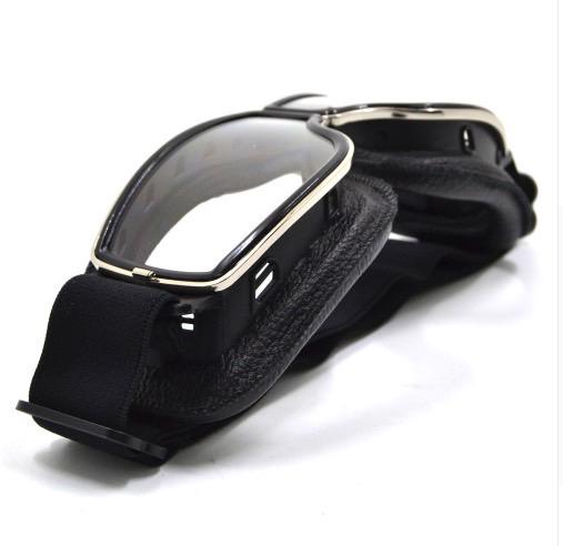 Motorcycle Retro Black Clear Lens Goggle