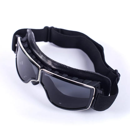 MOTORCYCLE RETRO BLACK BLACK LENS GOGGLE
