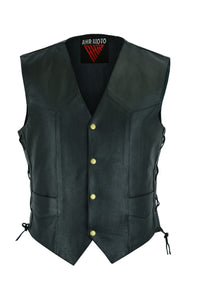 AHR01- Motorcycle Original Black Leather Fashion Vest