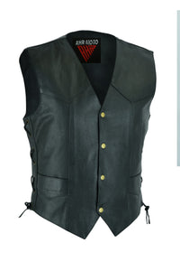 AHR01- Motorcycle Original Black Leather Fashion Vest