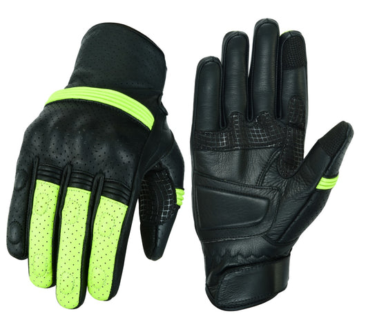 AHR21- Racer / Motorcycle Original Leather Vented Gloves With Protection