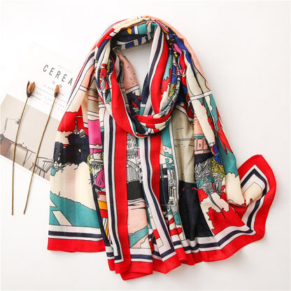 Artistic Fashion Multicolor Viscose Scarf