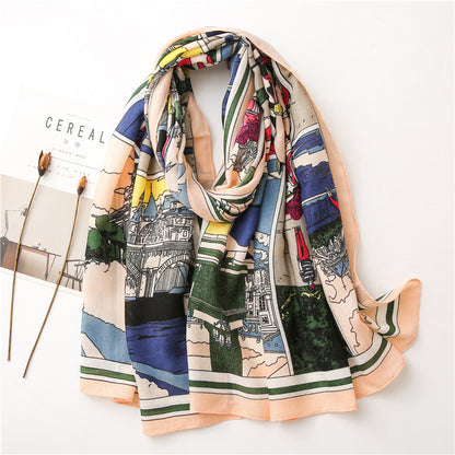 Artistic Fashion Multicolor Viscose Scarf