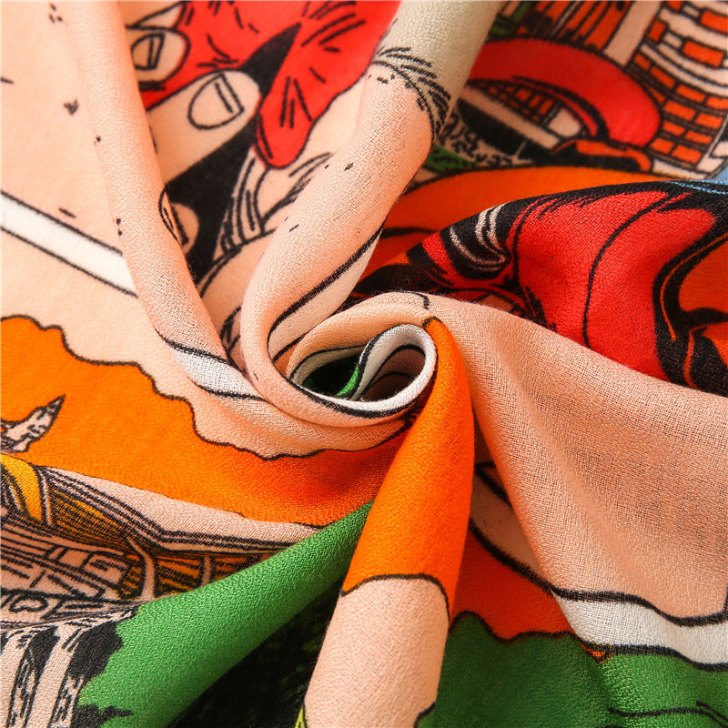 Artistic Fashion Multicolor Viscose Scarf