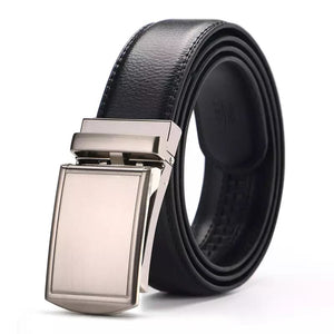 Men's Black Leather Automatic Buckle Belt