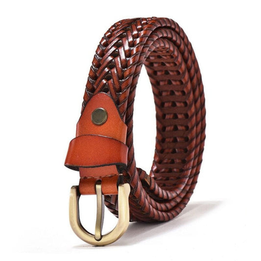 Ladies Brown Braided Leather Belt