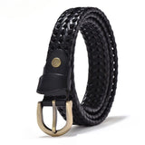 Ladies Black Braided Leather Belt
