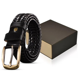 Men's Black Original Leather Braided Belt
