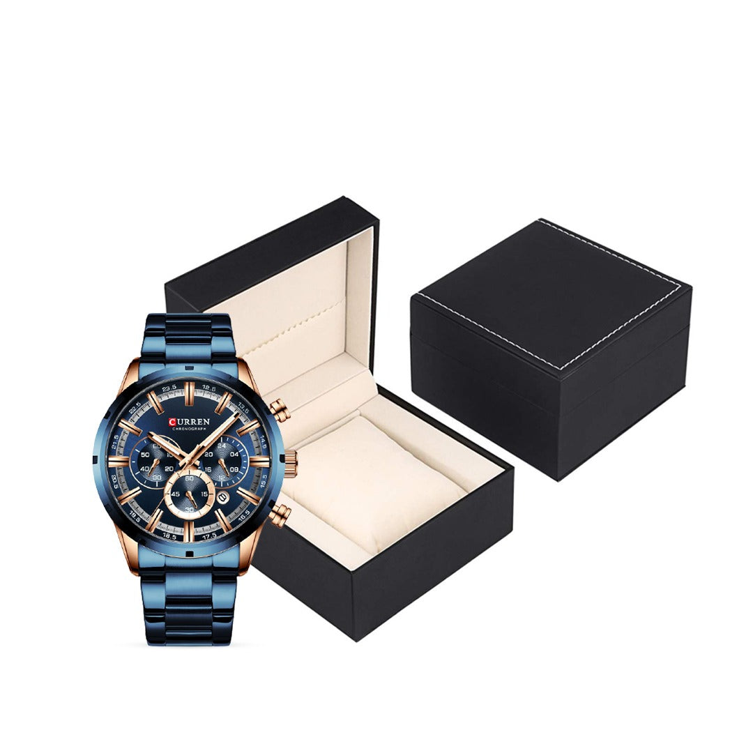 MEN’S STAINLESS STEEL BLUE QUARTZ WATCH