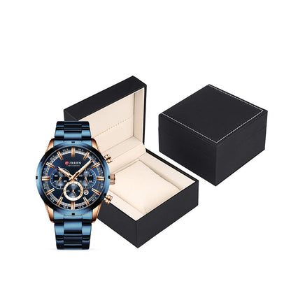 MEN’S STAINLESS STEEL BLUE QUARTZ WATCH