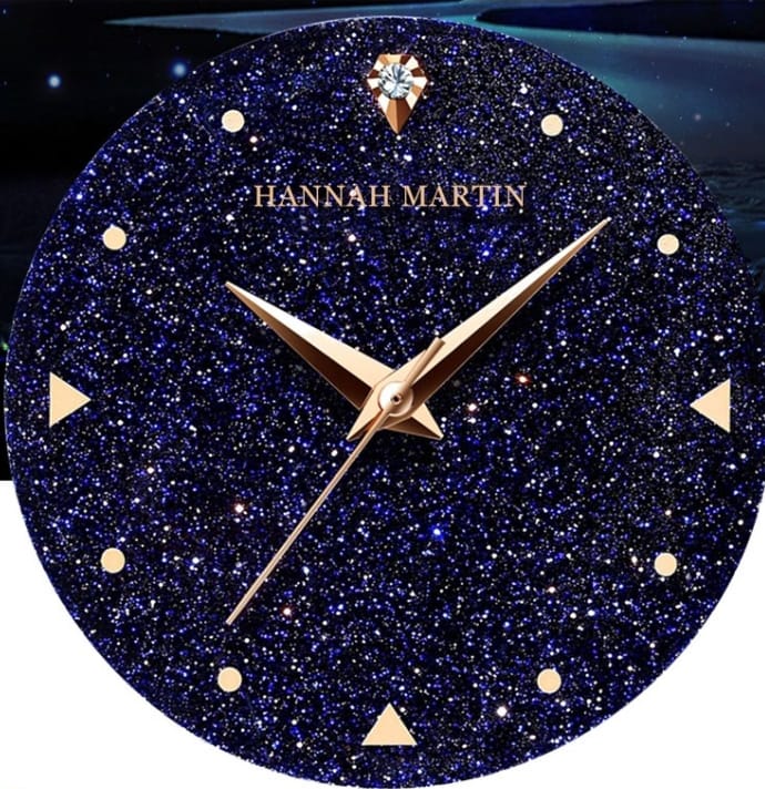 Ladies Stainless Steel Rose Gold Starry Sky Dial Quartz Wrist Watch