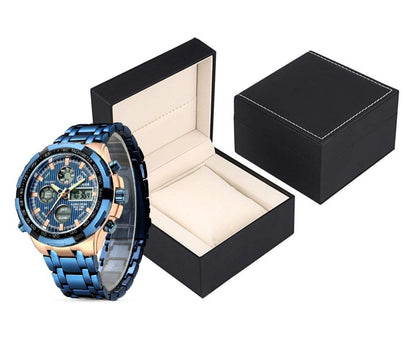 Men's Stainless Steel Blue Quartz Watch