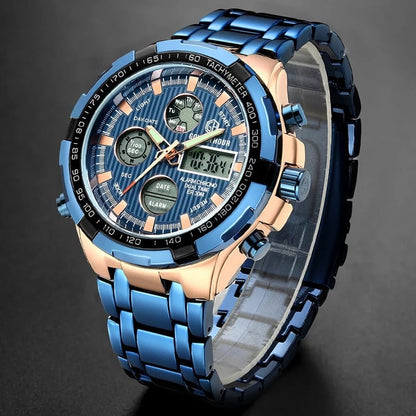 Men's Stainless Steel Blue Quartz Watch