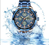 Men's Stainless Steel Blue Quartz Watch