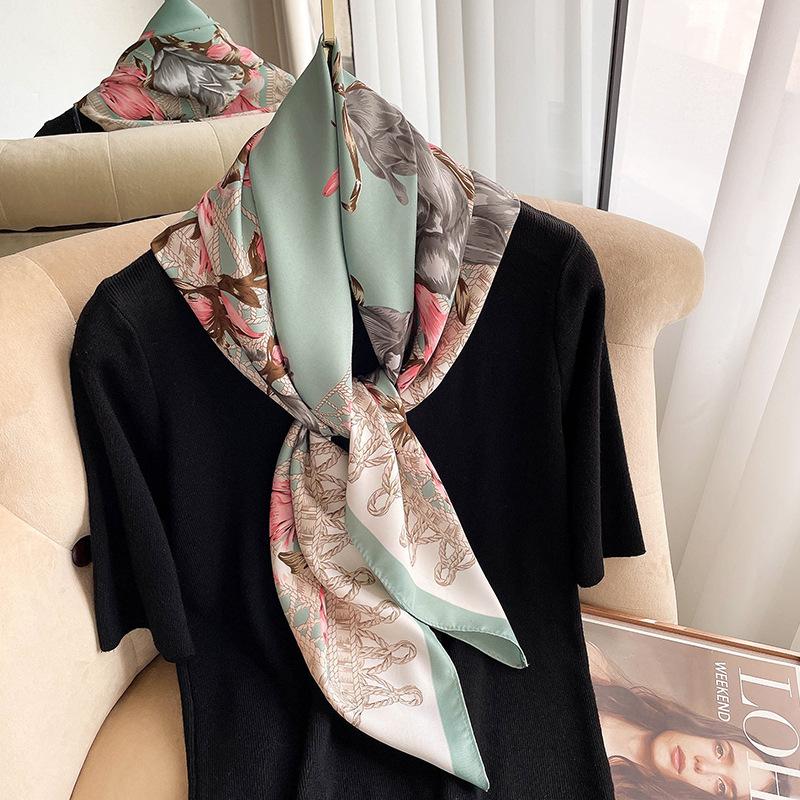Boho Style Floral Pattern Square Scarf