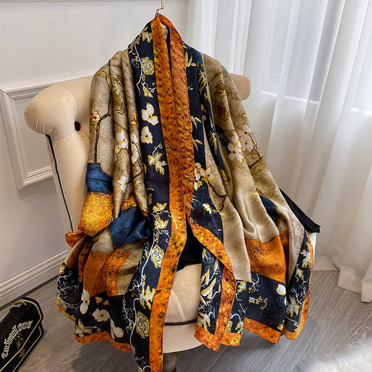 Designer Printed Satin Silk Scarf