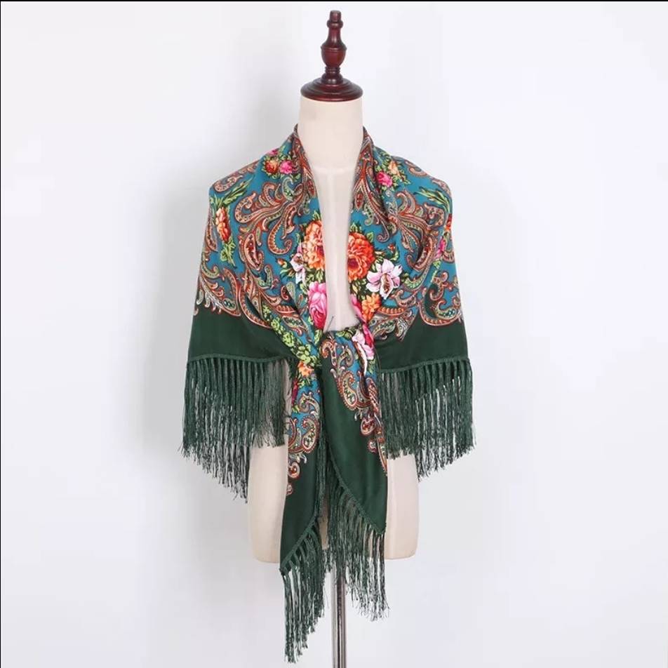 Folk Russian Floral Square Scarf