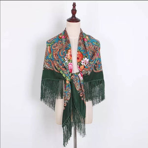 Folk Russian Floral Square Scarf