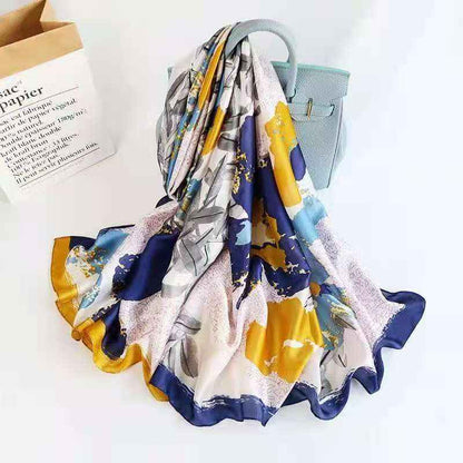 Elegant Printed Satin Silk Scarf