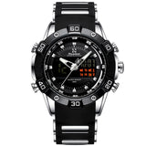 Men's Digital Quartz Chronograph Silver Black Watch