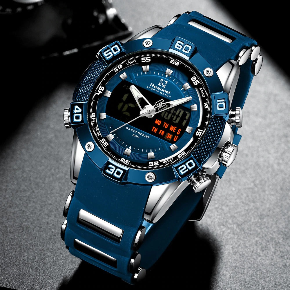 Men's Digital Quartz Chronograph Blue Watch