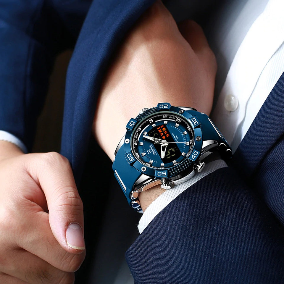 Men's Digital Quartz Chronograph Blue Watch