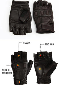 AHR91 - Motorcycle Original Goatskin Leather Motorcycle Motocross Racing Hunting Summer Gloves