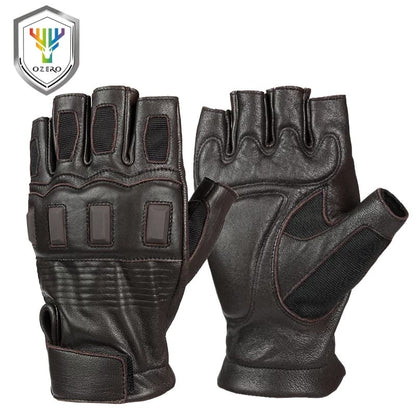AHR91 - Motorcycle Original Goatskin Leather Motorcycle Motocross Racing Hunting Summer Gloves